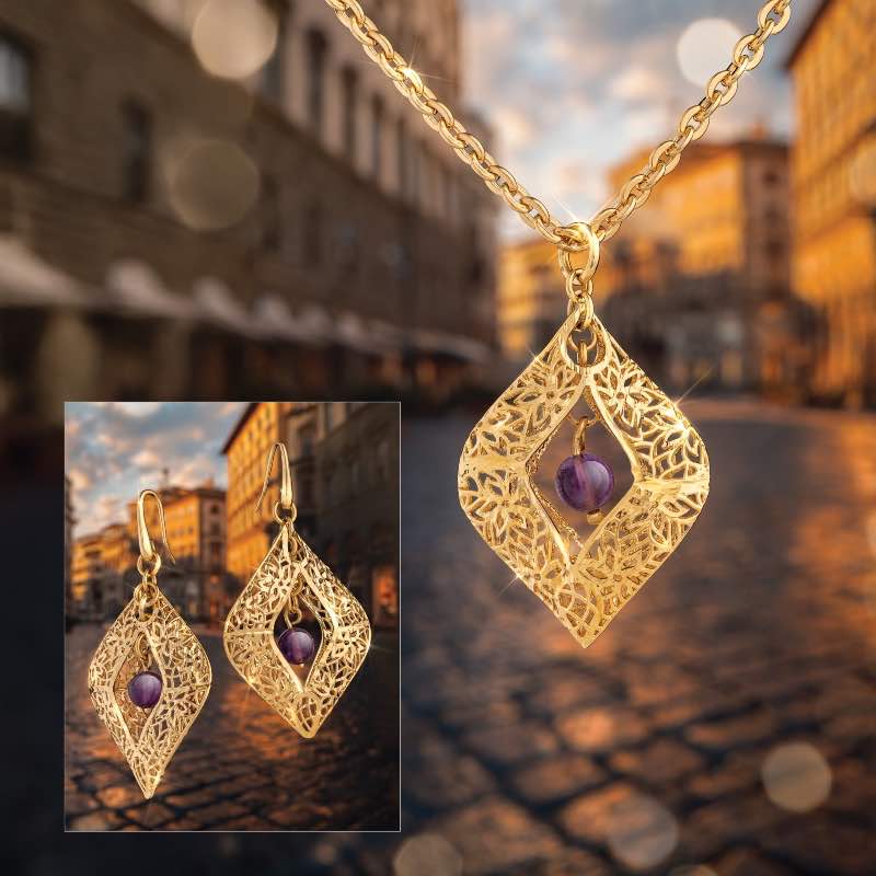 Amethyst Lace Necklace & Earrings